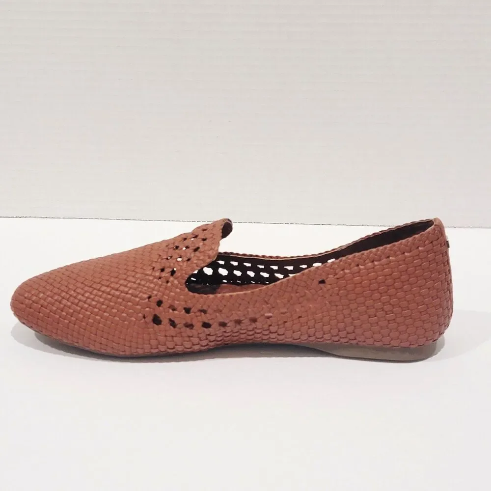 Birdies The Starling Cognac Woven Flats Womens Size 9.5 Slip On Brown Loafers